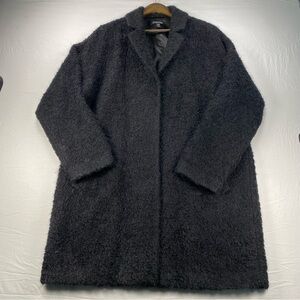 Eileen Fisher Women's Snap Button Coat Alpaca and Wool  Black Size Large